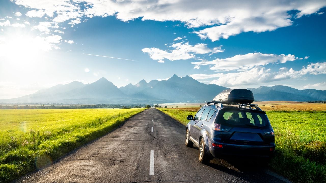 car for traveling with a mountain road. Slovakia