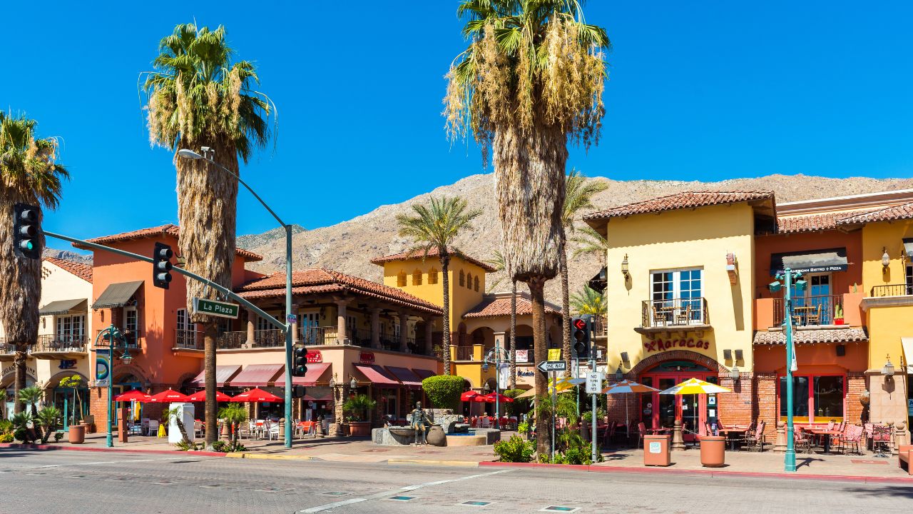 PALM SPRINGS, USA - JULY 11, 2019: View of the city street in the daytime.