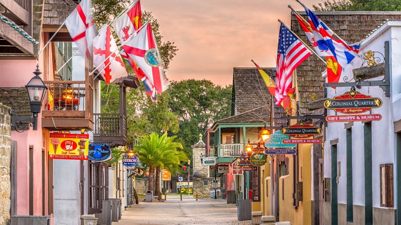 ST. AUGUSTINE, FLORIDA - JANUARY 5, 2015: Shops and inns line St. George. Once the main street, it is still considered the heart of the city.