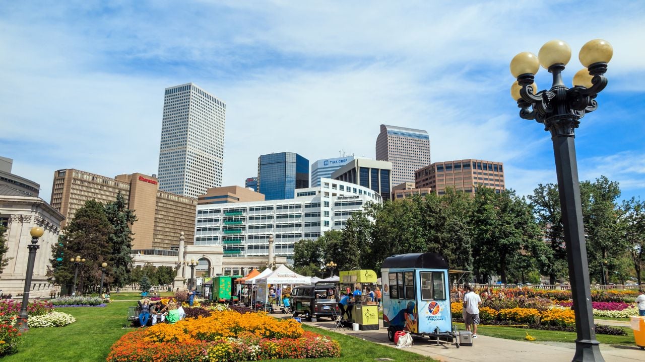 DENVER- SEPTEMBER 2: Civic Center park in downtown Denver on September 2, 2014.The park is located at the intersection of Colfax Avenue and Broadway.