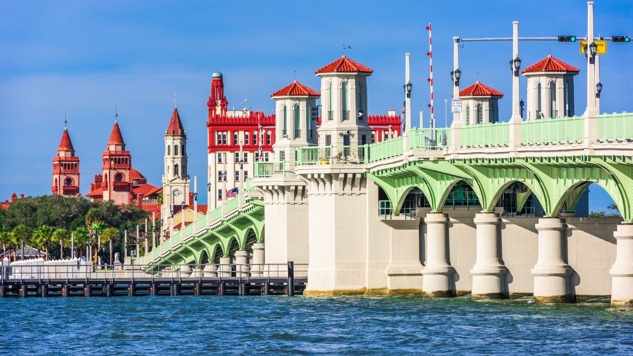 St. Augustine, Florida, USA Skyline at Bridge of Lions.