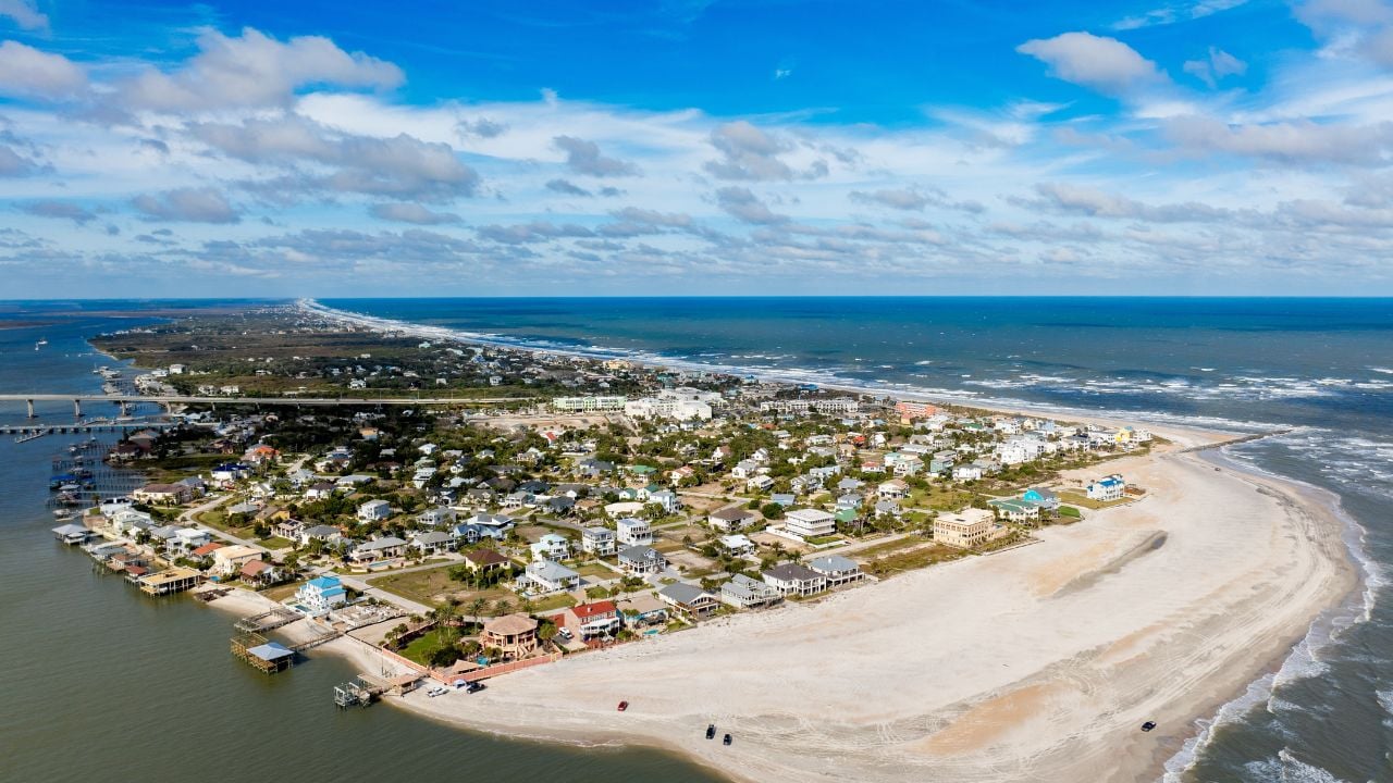 Aerial photo Vilano Beach St Augustine FL 4x4 beach 2024