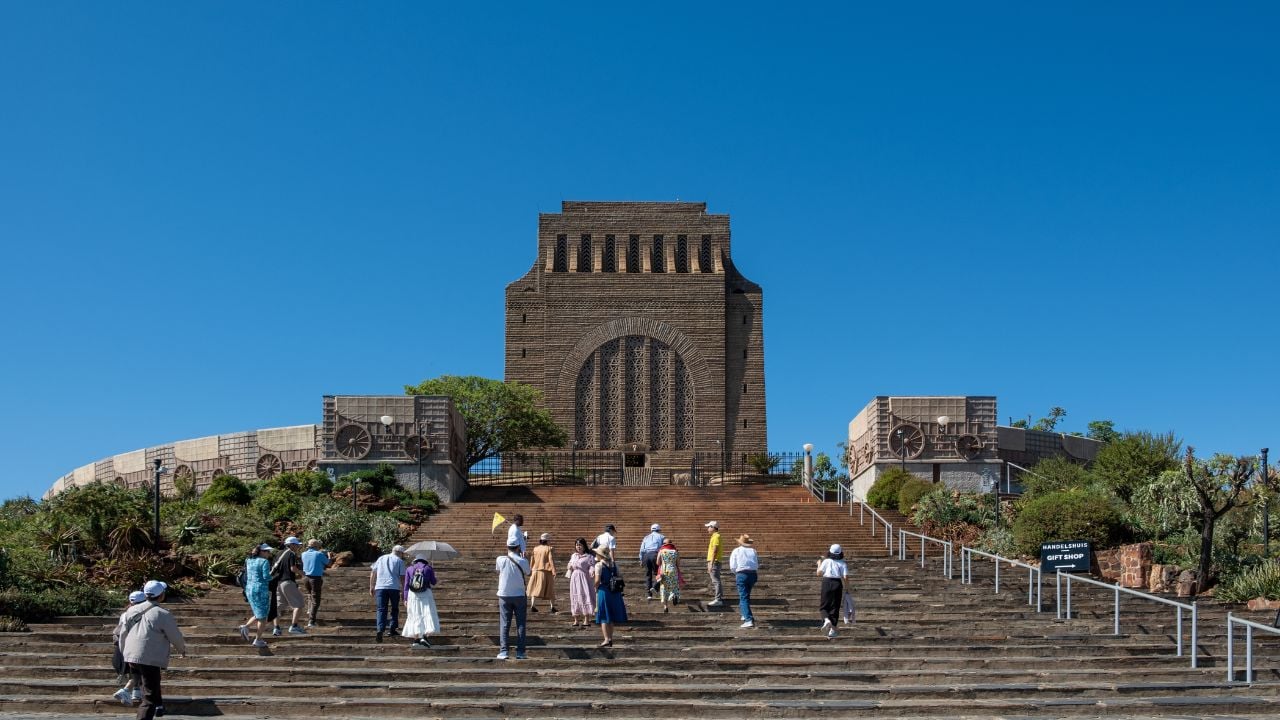 Pretoria. South Africa. October 23, 2024. Voortrekker Monument, blue sky. Memorial building near