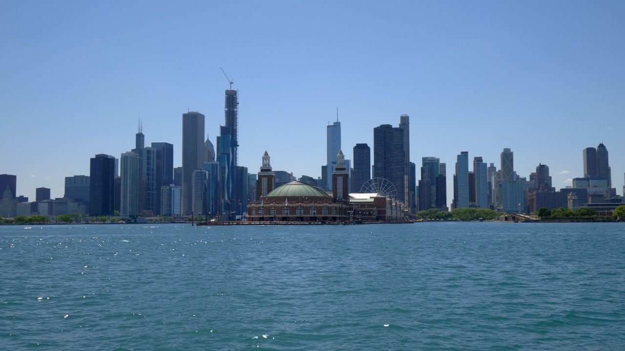 The Skyline of Chicago view from Lake Michigan - CHICAGO, USA - JUNE 11, 2019