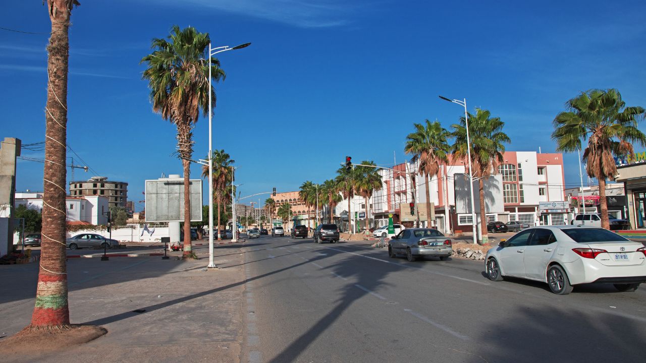 Nouakchott, Mauritania - 06 Jan 2022: Vintage street in the center of Nouakchott, Mauritania, West Africa
