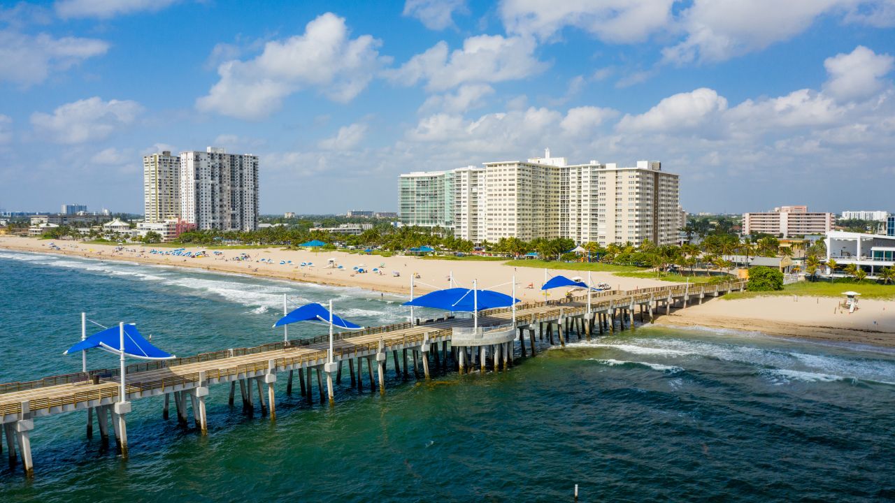 Aerial photo of Pompano Beach FL summer scene