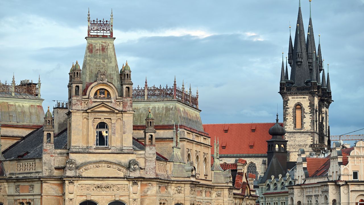 Old buildings in Jewish quarter Prague Czech Republic