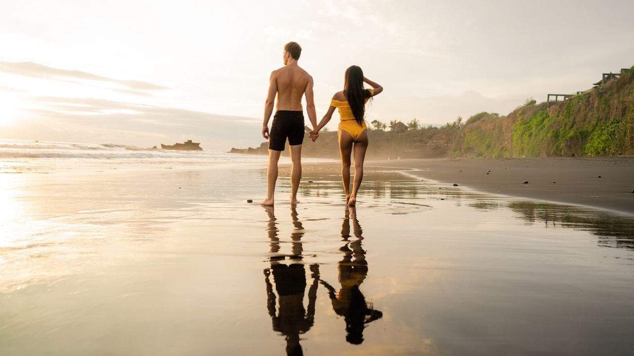 Puerto Rico beach sunset couple walking