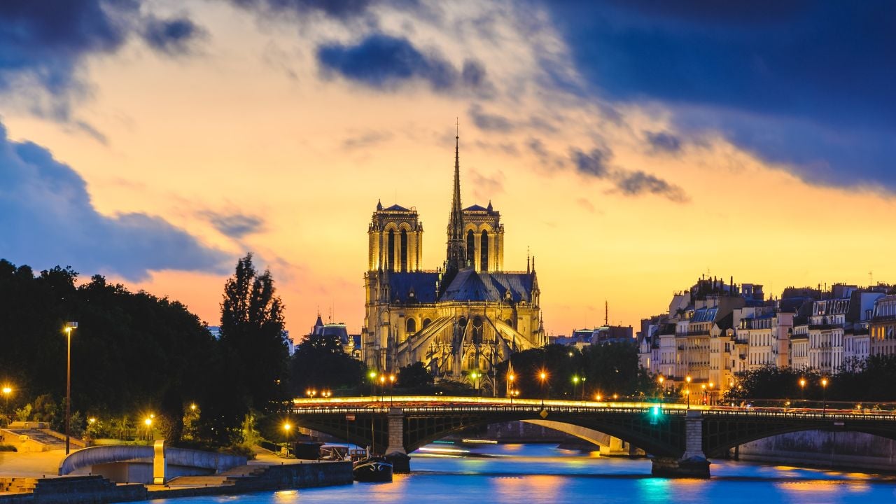Notre Dame de Paris and the Seine River in Paris, France