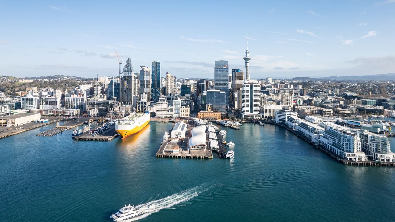 Auckland skyline at sunset