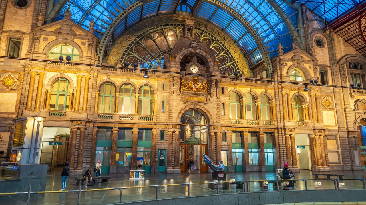 Interior of Antwerpen-Centraal in Antwerp, Belgium