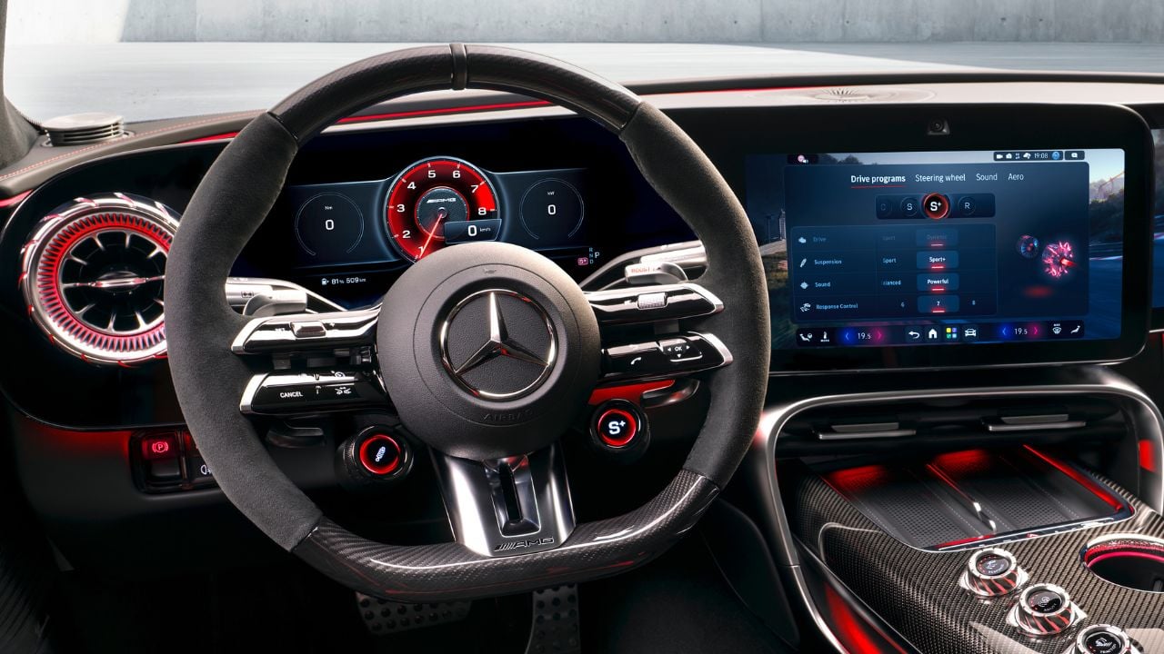 The interior details of the upcoming Mercedes-AMG GT 4-Door Coupe (European model shown)