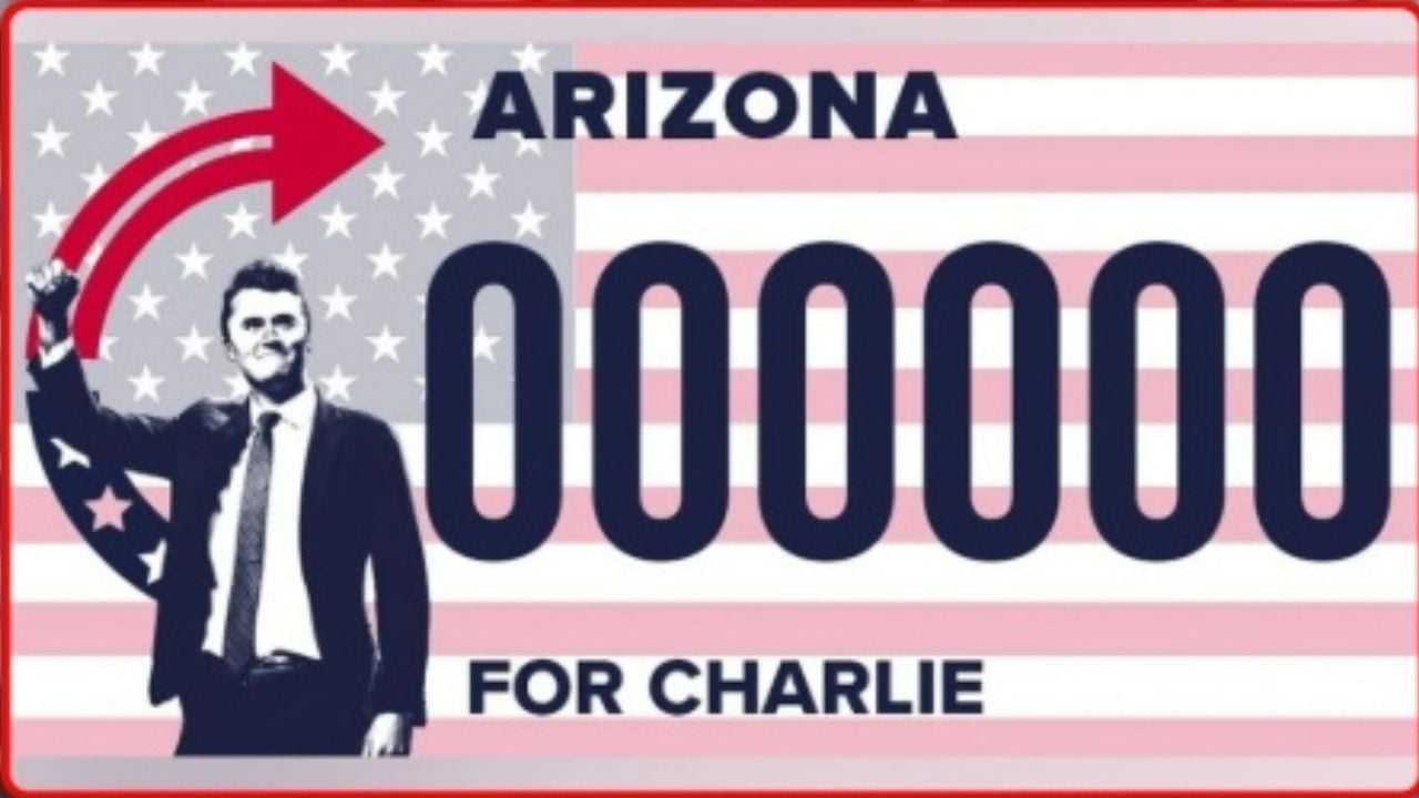 Arizona Lawmakers Approved a Charlie Kirk License Plate. The Governor Just Slammed the Brakes.