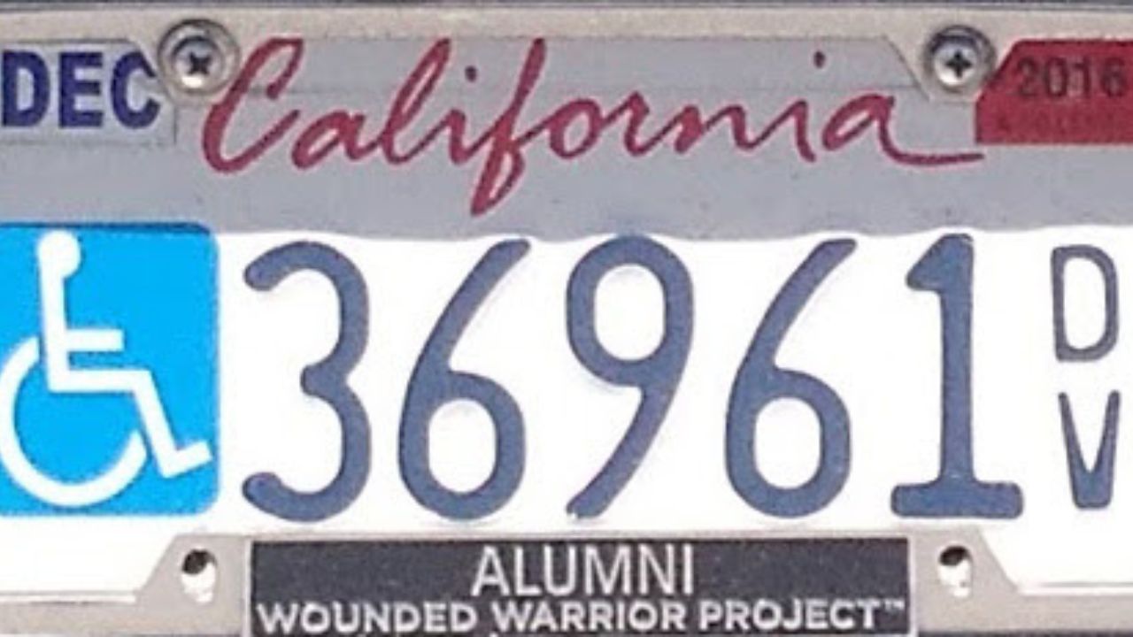 California 2016 disabled veteran license plate.