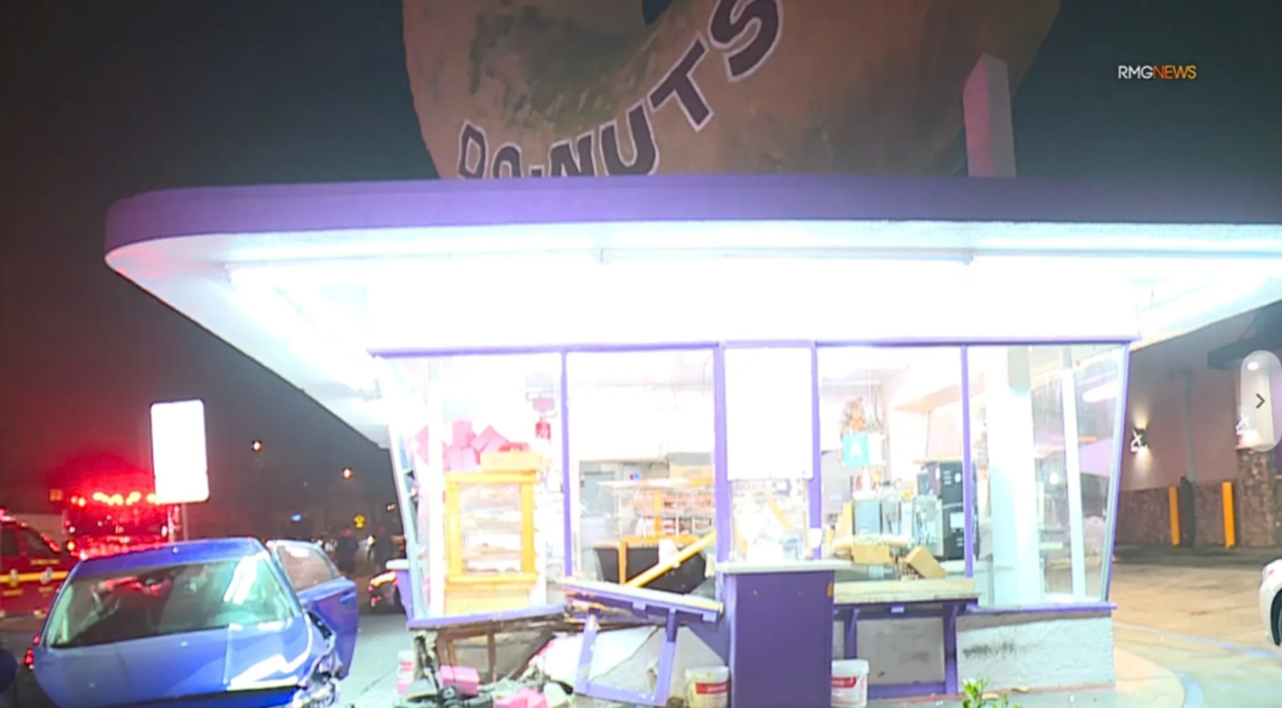 car crashes into donut shop in la