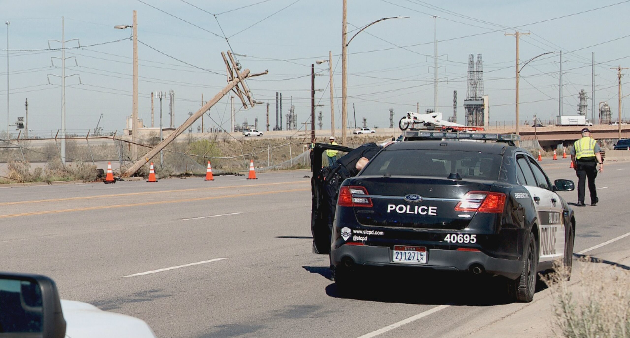 car crashes into pole aftermath