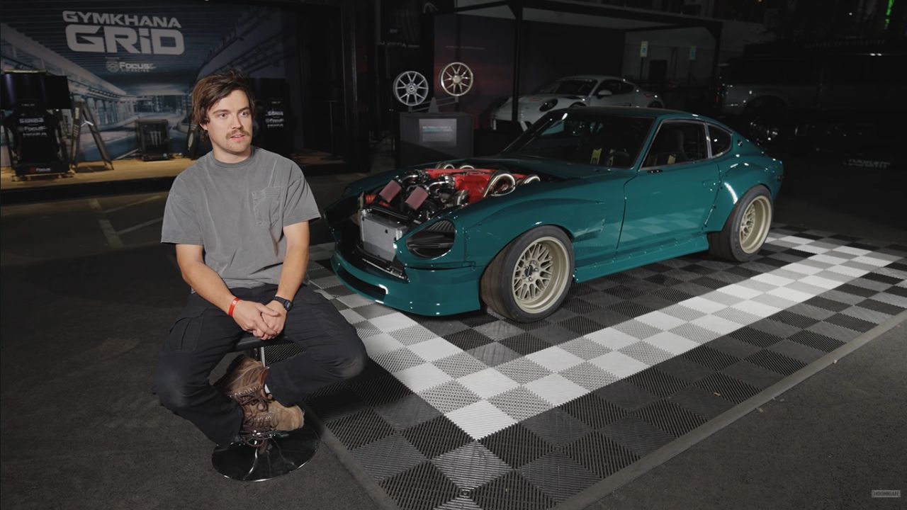 Front 3/4 view of Viper-Swapped Junkyard Datsun 240Z built for SEMA 2025