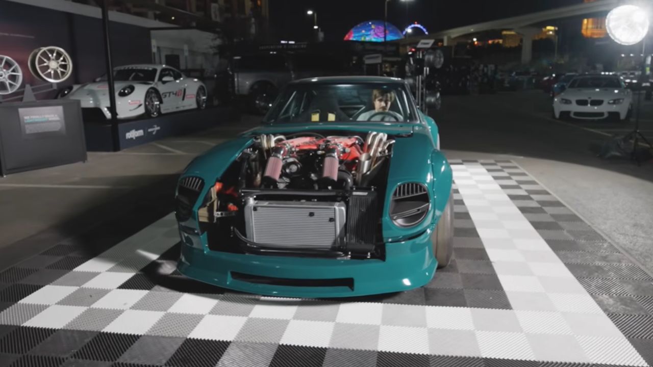 Front view of Viper-Swapped Junkyard Datsun 240Z built for SEMA 2025