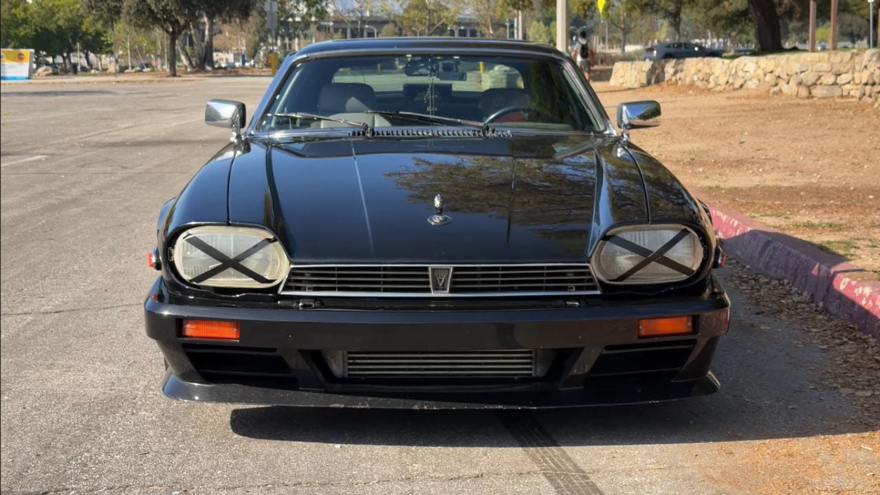 Front view of a 2JZ-swapped 1990 Jaguar XJS featured on Magnacars YouTube Channel
