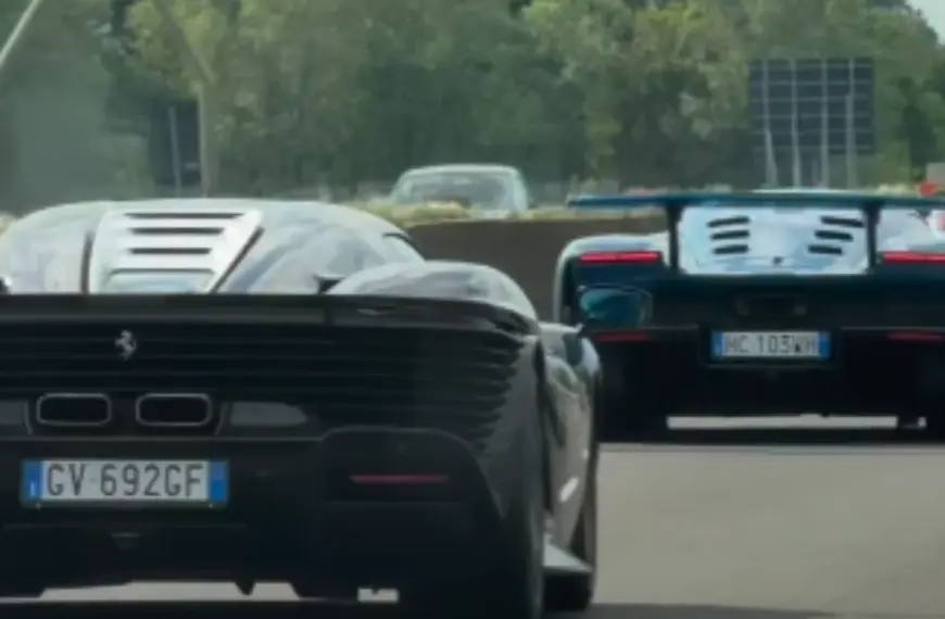 Ferrari supercars spotted on highway.