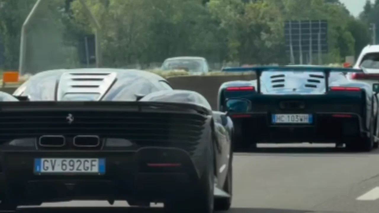 Ferrari supercars spotted on highway.