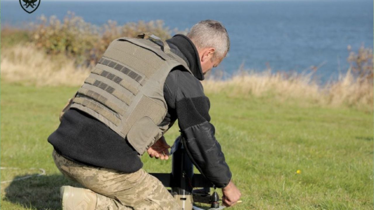 Drone-intercepting Sting drone being prepared for launch.
