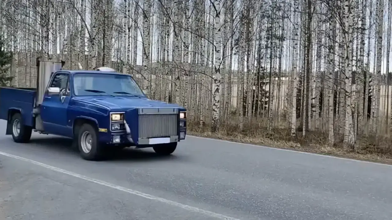 Wood powered pickup truck.