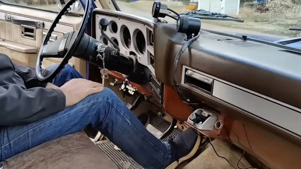 Wood powered pickup truck.