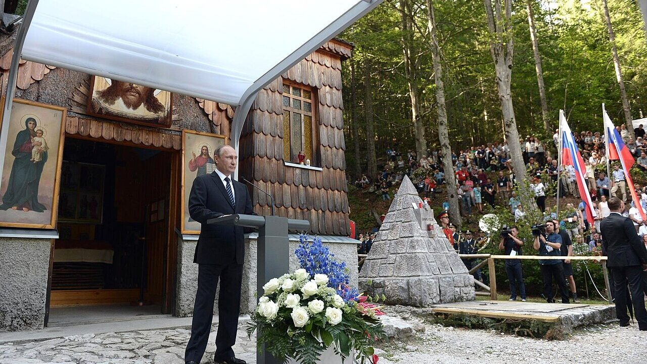 Putin's speech at the memorial ceremony marking the 100th anniversary of the Russian chapel near the Vršič Pass in memory of Russian soldiers who died there during the First World War.