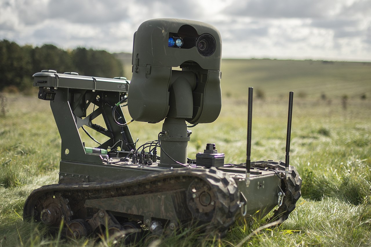 An X2 unmanned ground vehicle (UGV) on display at a capabilities demonstration at AWE20.