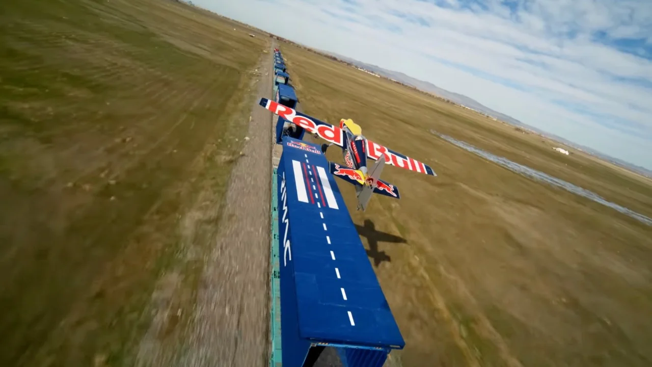 Red Bull plane and train stunt.