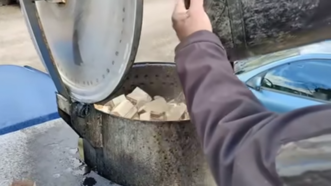 Wood powered pickup truck.
