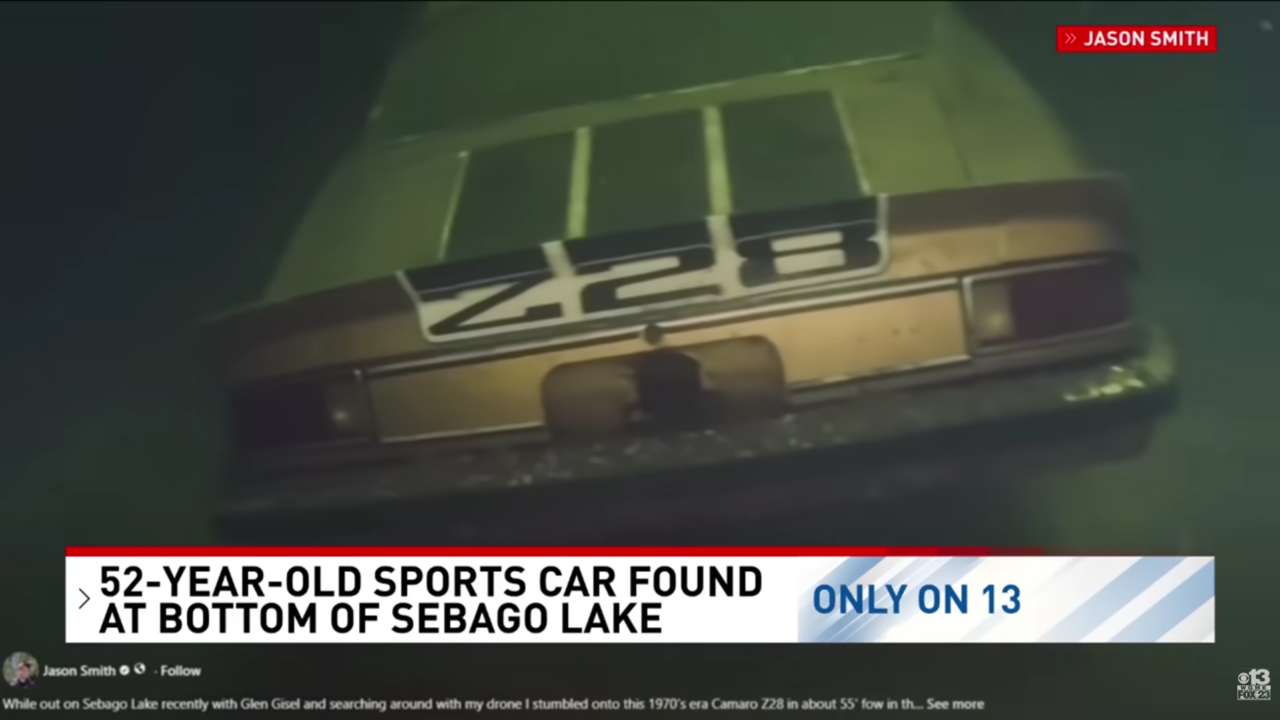 1974 Chevy Camaro found at bottom of lake.