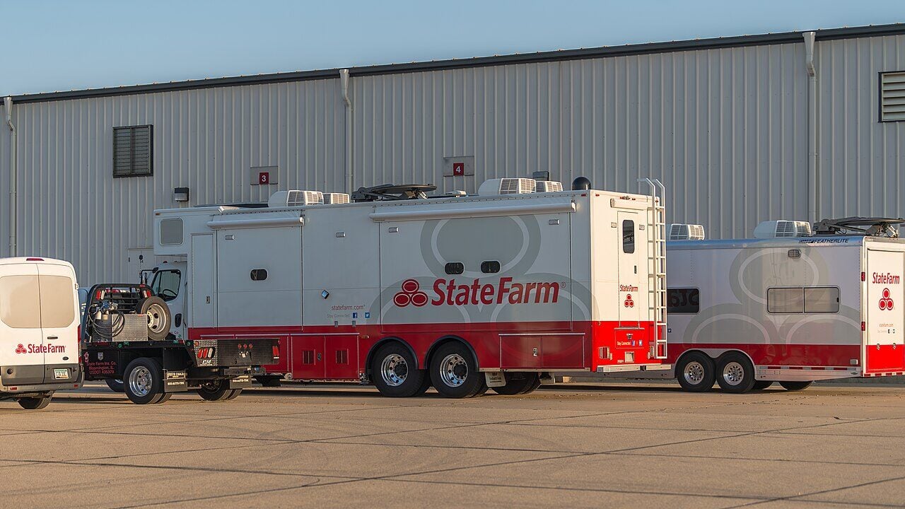 State Farm Mobile Catastrophe Response vehicles deployed from Illinois to Florida in advance of Hurricane Idalia.