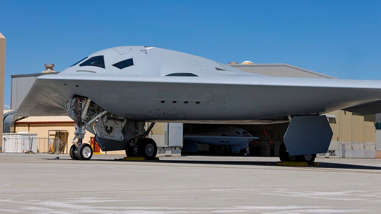A second B-21 Raider, the world’s sixth-generation stealth bomber, test aircraft arrives at Edwards Air Force Base, Calif., Sept. 11, 2025.