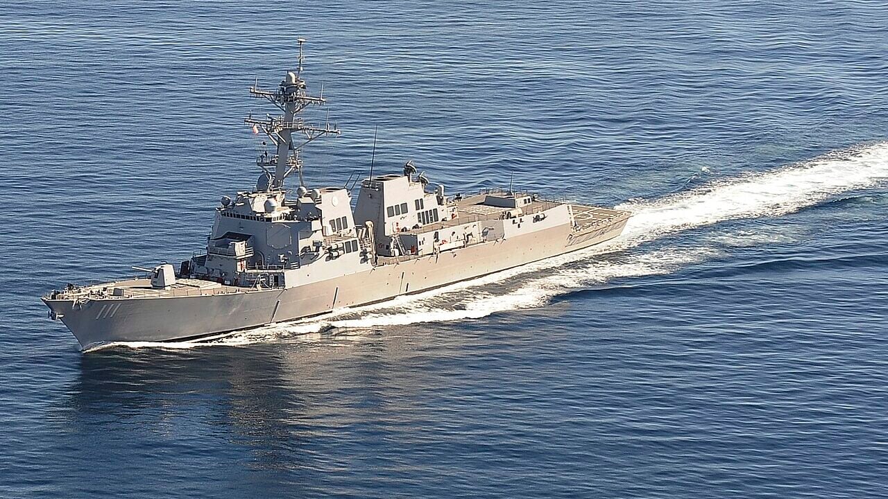 The Arleigh Burke-class guided-missile destroyer USS Spruance (DDG 111) transits the Pacific Ocean during a routine underway period.