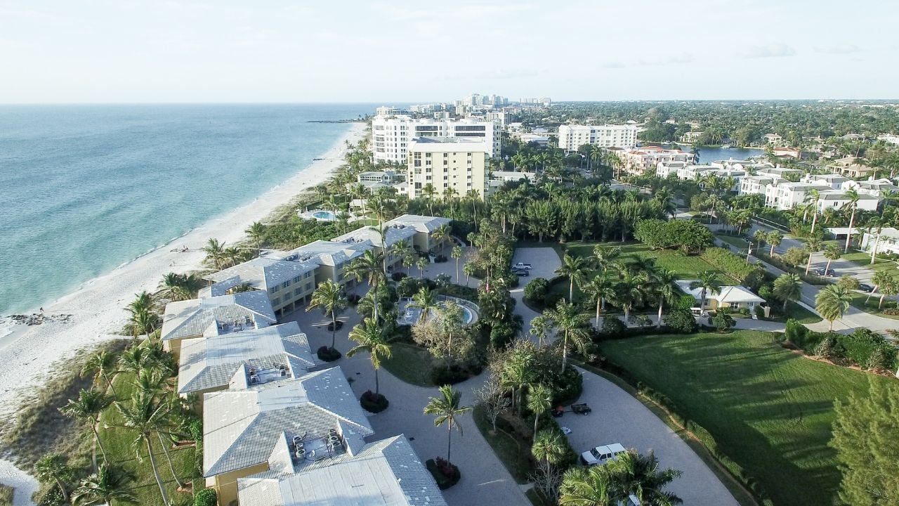 Naples coastline, Florida aerial view.