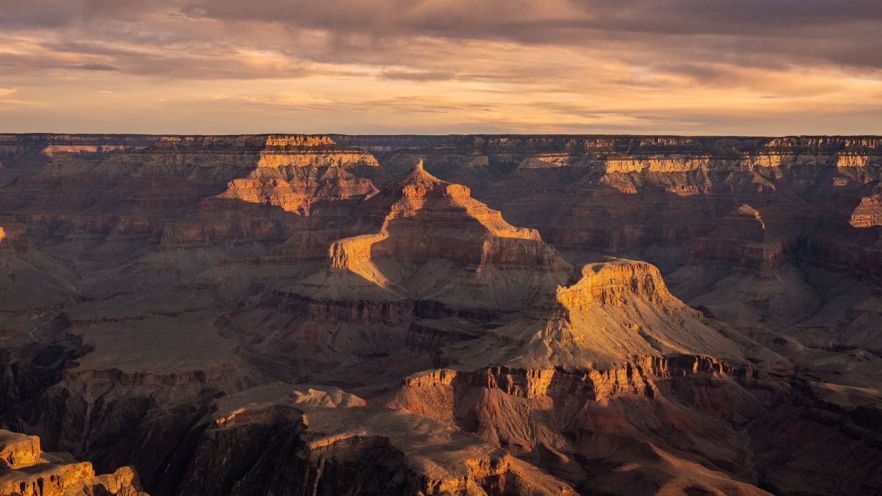 Cheops Pyramid at sunrise from the South Rim of the Grand Canyon