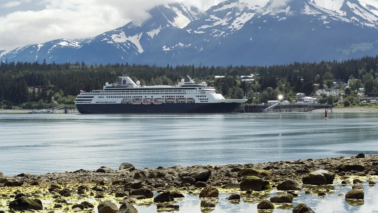 Cruise ship docked at the port of Haines, Alaska