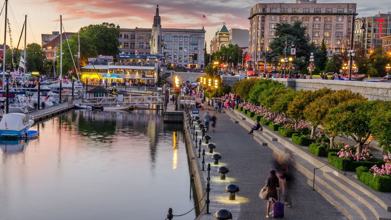 Victoria, British Columbia waterfront at sunset