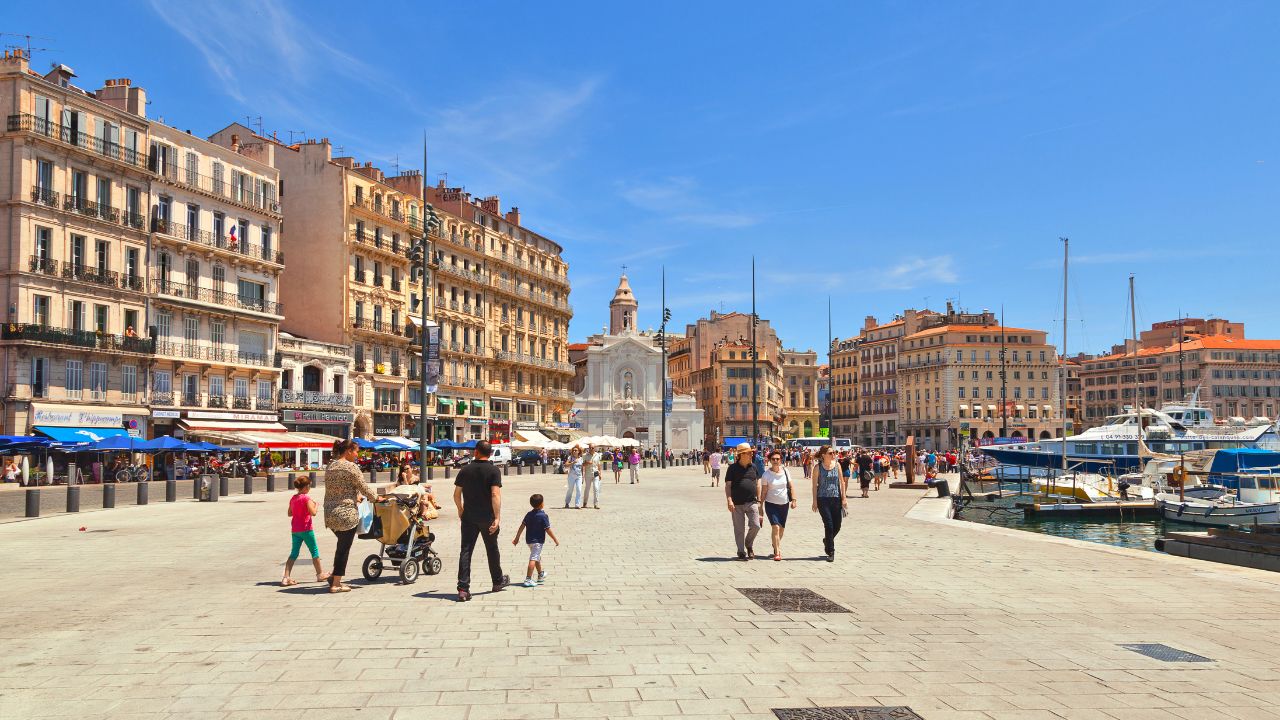 Old Port area in Marseille, France.