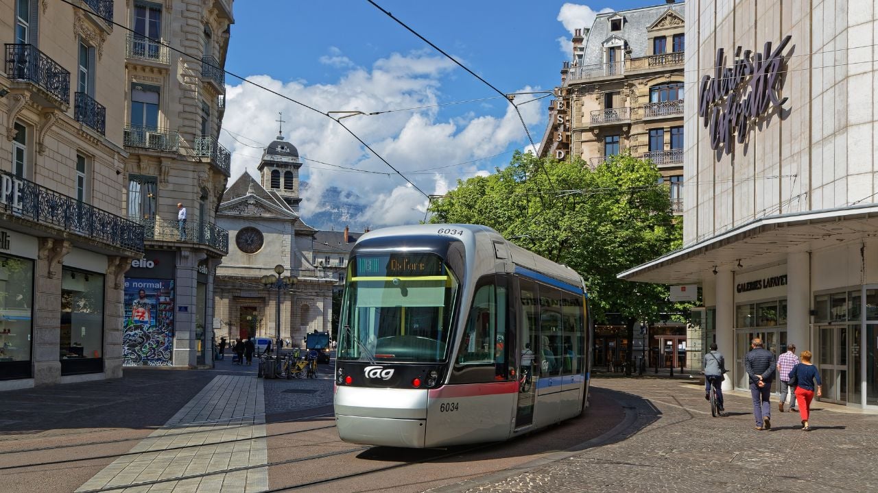 Tram in Grenoble, France.