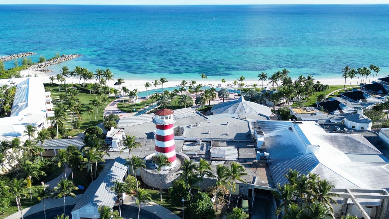Freeport, City in Grand Bahama, The Bahamas 01.07.2023., Aerial view of Lucaya Lighthouse in Freeport, Grand Bahama Island.