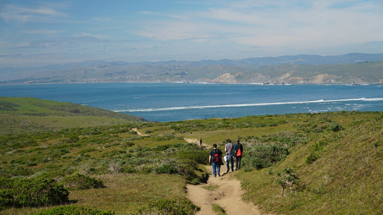 Point Reyes, California, USA. Sunday, February 27, 2022. People out for a hike on the California Coast.