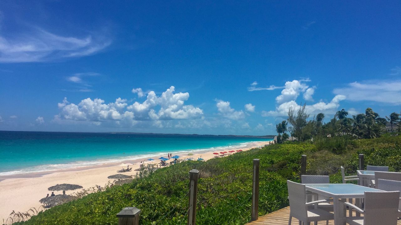 Beachfront view on Harbour Island, Bahamas