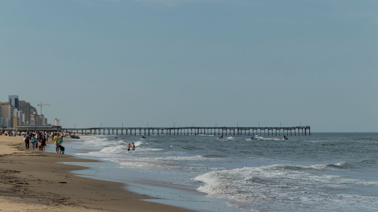 VIRGINIA BEACH, VIRGINIA, USA – APRIL 13, 2018: The Virginia Beach Oceanfront / Resort Area, a hub of recreation and entertainment on the Atlantic coast.