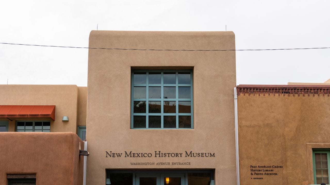 Santa Fe, NM - Sept. 23, 2021: The New Mexico History Museum is part of the state-run Museum of New Mexico system operated by the New Mexico Department of Cultural Affairs.