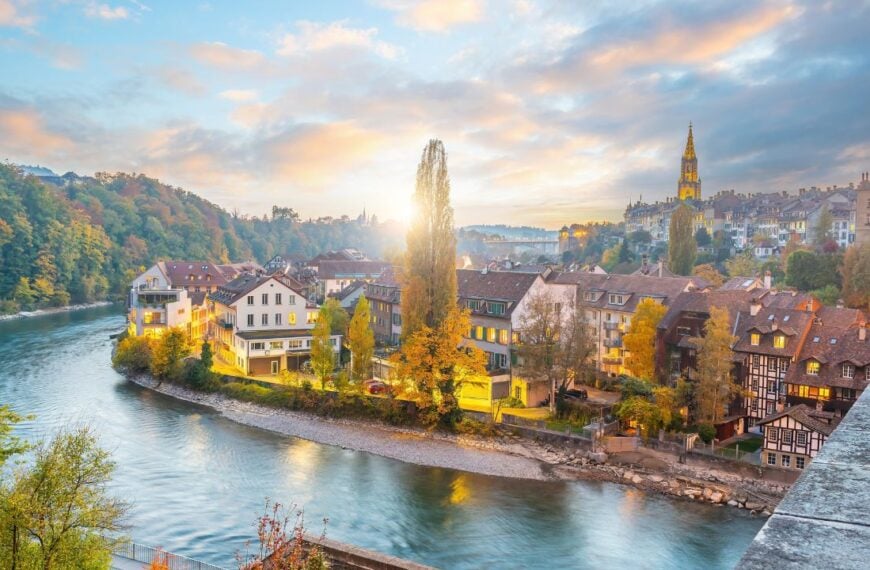 Bern city skyline, cityscape of Switzerland in Europe in Autumn