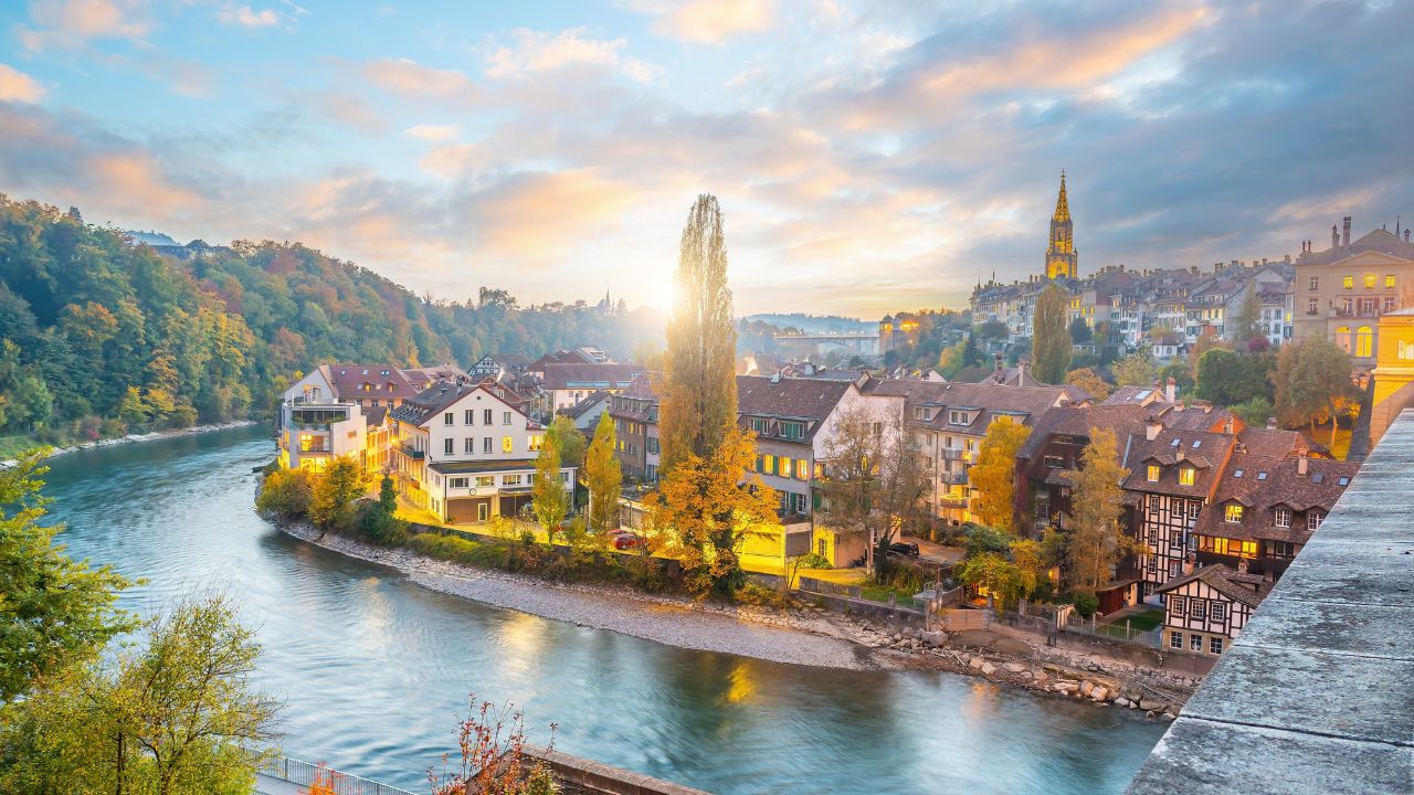 Bern city skyline, cityscape of Switzerland in Europe in Autumn