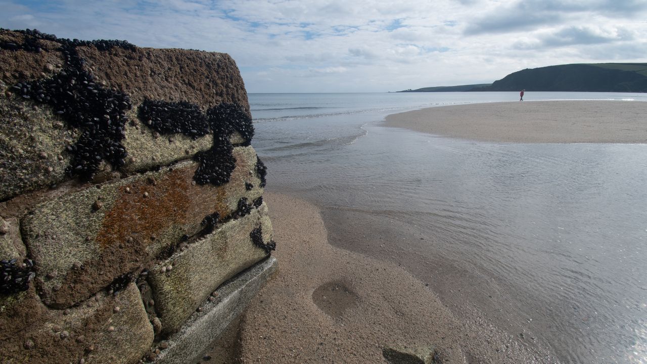 Pentewan Beach in Cornwall, England